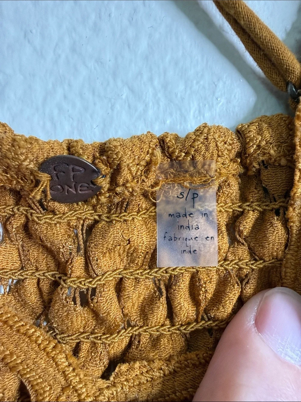Free People Crochet Lace Bralette in Mustard size small